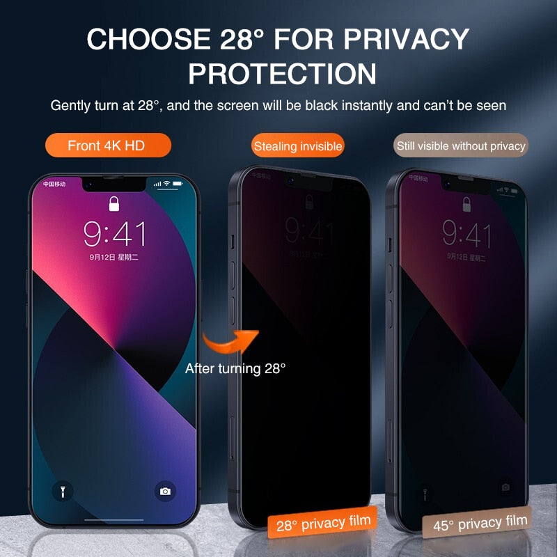 Anti Spy iPhone 13 tempered glass